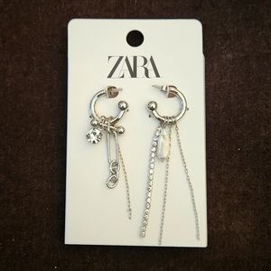 Zara Silver Fashion Earrings - dangling, chains